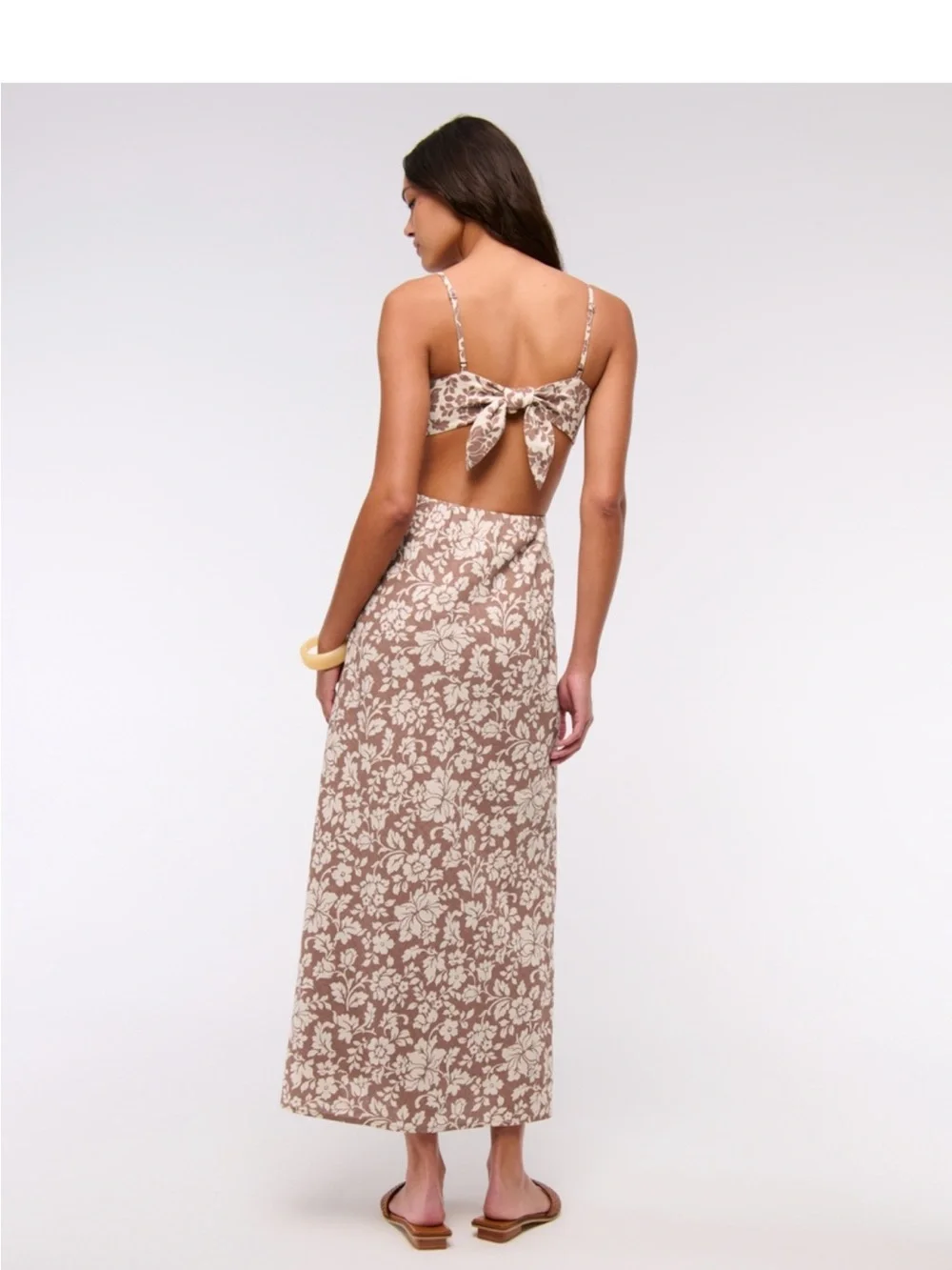 NWT Abercrombie & Fitch Julia Slip Cutout Maxi Dress in Brown Floral - XL Petite